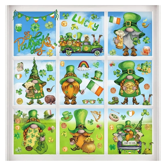 Kids Wall Stickers,Irish Day Holy Pascals Day Gnome Electrostatic Window Sticker Window Glass Door Creative Sticker 20 * 30cm/7.87 * 11.8in