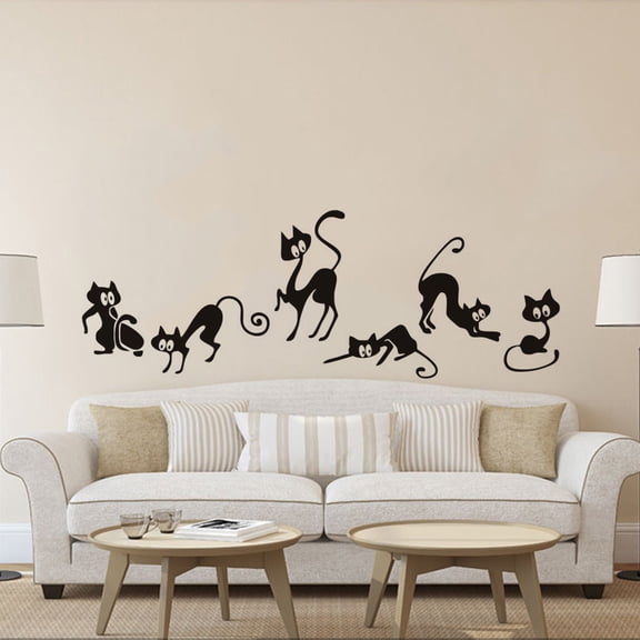 Kids Wall Stickers,Mural Six Wall animal Room Window Detachable Cat Decorative Decal Family Home Decor