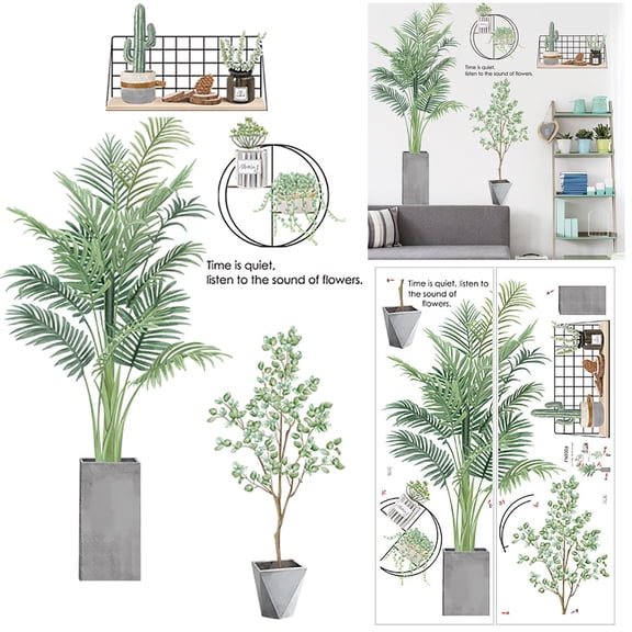 Kids Wall Stickers,Tropical Fresh Green Adhesive Decoration Bedroom Wall Border Living Leaf Stickers Background Room Wallpaper Stickers Wall Stickers Wall Stickers