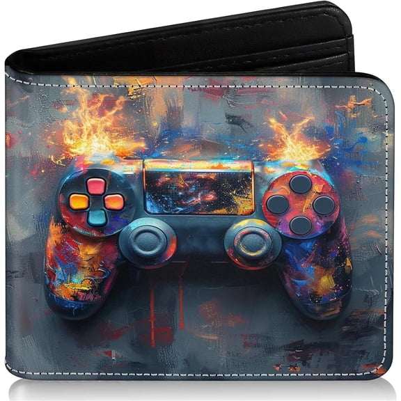 Kids Wallet for Boys, Funny Boys Gamer Wallets for Kids Ages 5-7 8-10 9-12 13-15 with Credit Id Card Cash Holder Black Rfid Blocking Zipper With Coin Pocket Id Window For Teen Youth Guys Men Teenager