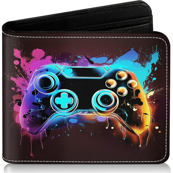 Kids Wallet for Boys, Funny Boys Gamer Wallets for Kids Ages 5-7 8-10 9-12 13-15 with Credit Id Card Cash Holder Black Rfid Blocking Zipper With Coin Pocket Id Window For Teen Youth Guys Men Teenager