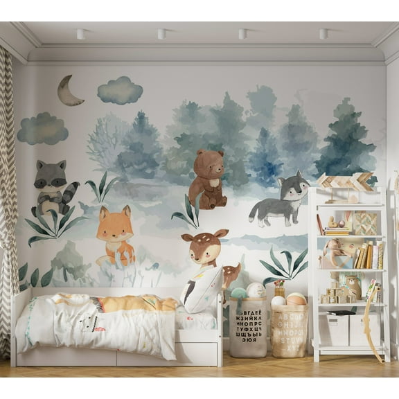 Kids Wallpaper Wall Mural - Animals in a Forest