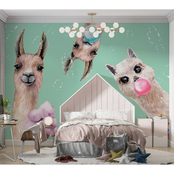 Kids Wallpaper Wall Mural - Crazy Llamas