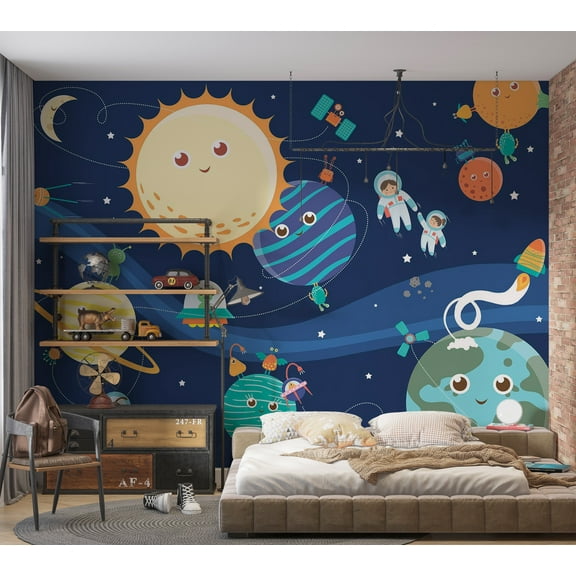 Kids Wallpaper Wall Mural - Happy Planets