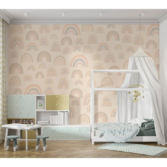 Kids Wallpaper Wall Mural - Pastel Rainbows