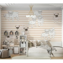 Kids Wallpaper Wall Mural - Playful Dogs