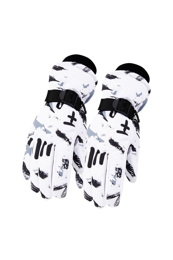 Kids Warm Gloves Winter Waterproof Snow Gloves for Ourdoor Sports, Toddler Bulky Ski Gloves for Boys Girls 5-15 Years White A 5 Years