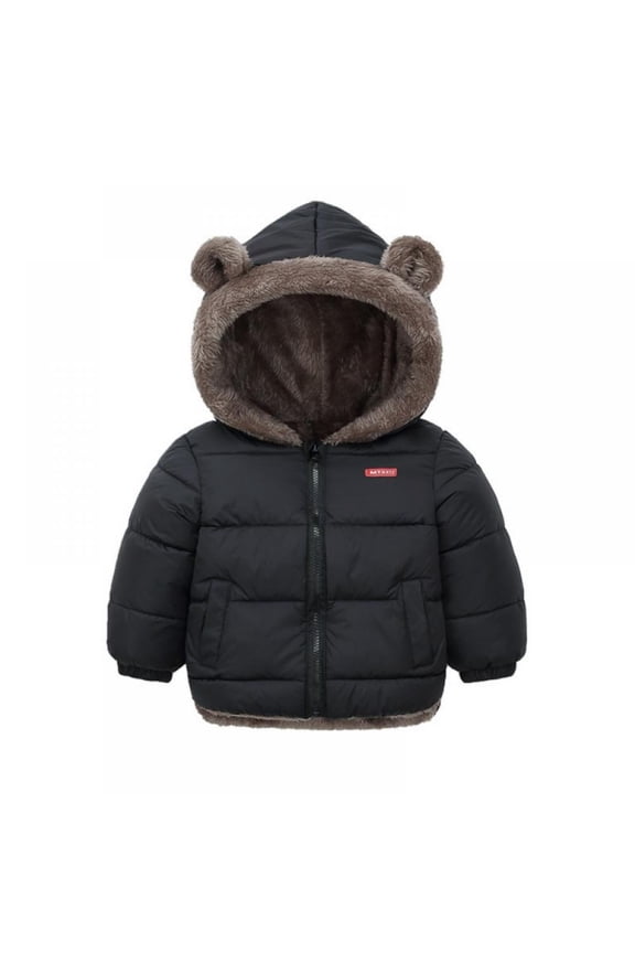 Kids Warm Winter Clothes Boys Girls Lambs Down Hoodies Jacket Coat with Cute Bear Ears Children Outerwear & Coats Clothes Caps,2-7T