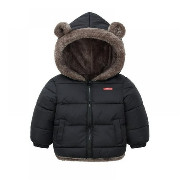 Kids Warm Winter Clothes Boys Girls Lambs Down Hoodies Jacket Coat with Cute Bear Ears Children Outerwear & Coats Clothes Caps,2-7T