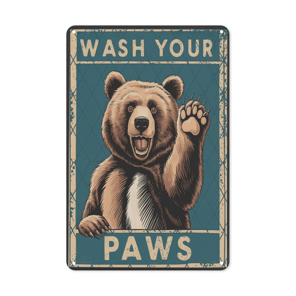 Kids Wash Hands metal sign Funny Bathroom Decor Hygienic Sign Perfect Hanging Daycare Classroom With Vintage Finish Weatherproof Coating Parenting Gift Teacher School 8x12 inch metal sign antique