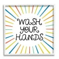 thumbnail image 1 of Kids' Wash Your Hands Bathroom Rules Rainbow Stripes Typography Framed Art Print Wall Art, 17x17, 1 of 7