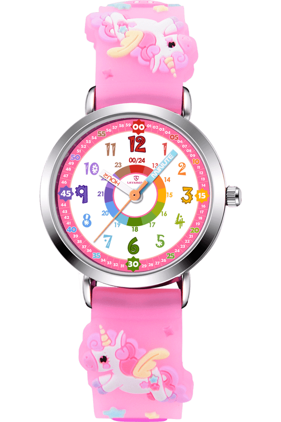 Kids Watch 3D Cartoon Watch Rainbow Dial Waterproof Watch for Girls Analog Watch with Quartz Movement Christmas Gift for Kids Age 4-12