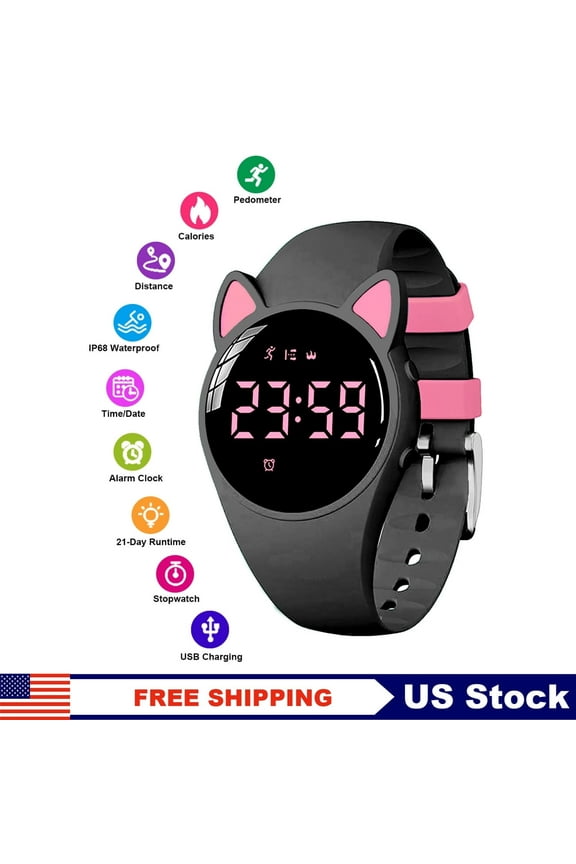 Kids Watch Pedometer for Boys Girls Waterproof Digital Sports Watch Alarm Cute Wristwatch for Child