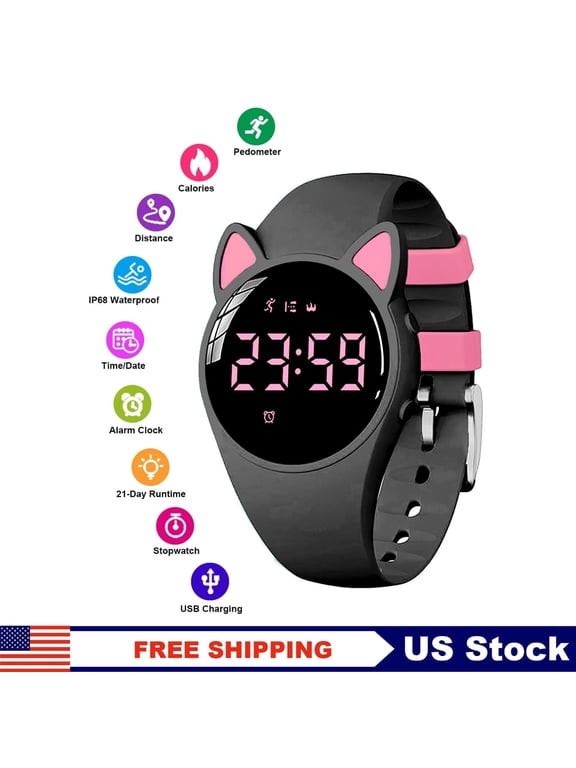 Kids Watch Pedometer for Boys Girls Waterproof Digital Sports Watch Alarm Cute Wristwatch for Child