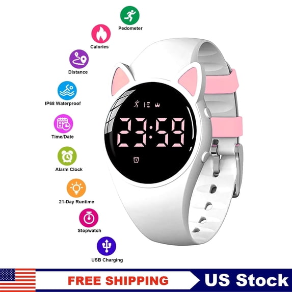Kids Watch Pedometer for Boys Girls Waterproof Digital Sports Watch Alarm Cute Wristwatch for Children