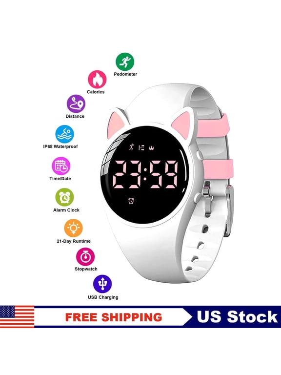 Kids Watch Pedometer for Boys Girls Waterproof Digital Sports Watch Alarm Cute Wristwatch for Children
