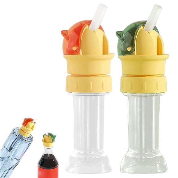 Kids Water Bottle Spout Conversion Cap with Straw, Reusable 2 in 1 Design Straw Cap Portable, No Spill & BPA Free, Suitable for A Variety of Bottle Mouths