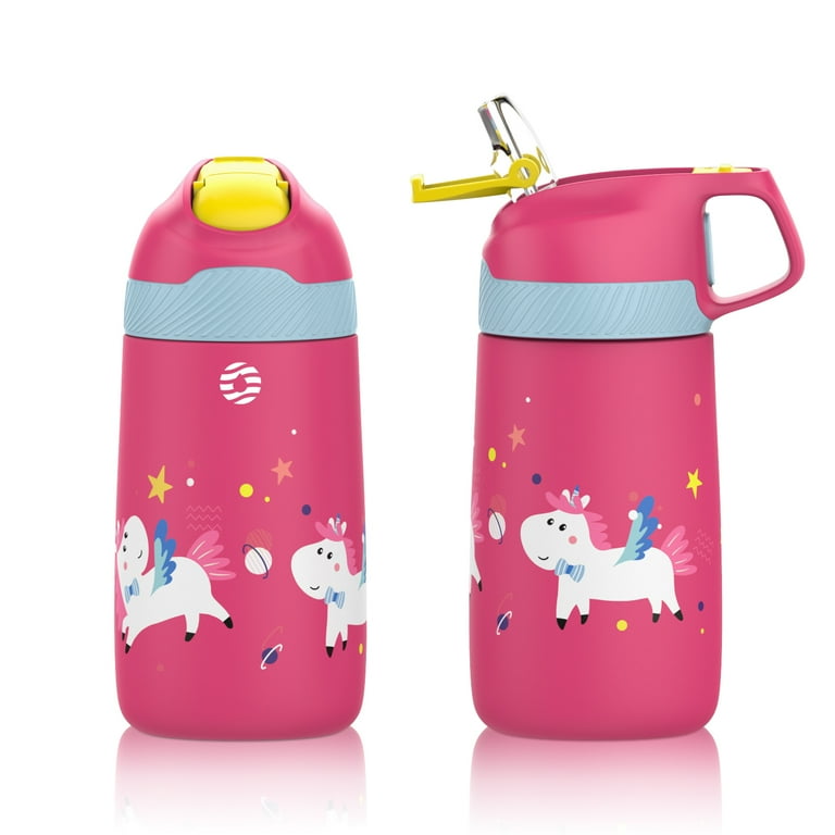 Kids Water Bottle with Straw 12 oz Stainless Steel Double Walled