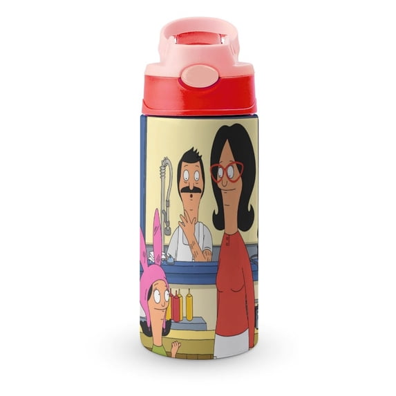 Kids Water Bottle with Straw - Bob's Burgers 16.9 Oz Stainless Steel Travel Cup Vacuum Insulated Water Bottles for Boys Girls