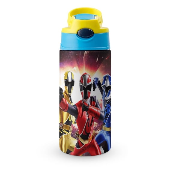 Kids Water Bottle with Straw - Power Rangers 16.9 Oz Stainless Steel Vacuum Insulated Water Bottle for Boys Girls