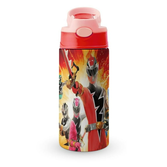 Kids Water Bottle with Straw - Power Rangers 16.9 Oz Stainless Steel Vacuum Insulated Water Bottle for Boys Girls