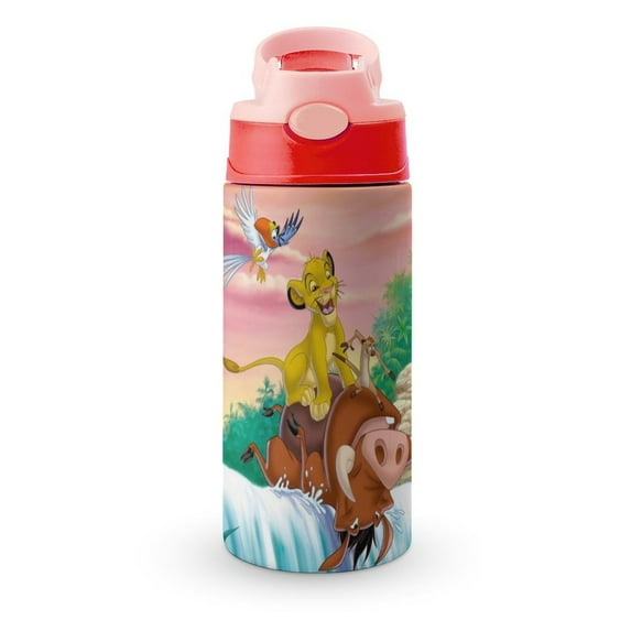 Kids Water Bottle with Straw - The Lion King 16.9 Oz Stainless Steel Vacuum Insulated Water Bottle for Boys Girls