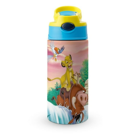 Kids Water Bottle with Straw - The Lion King 16.9 Oz Stainless Steel Vacuum Insulated Water Bottle for Boys Girls