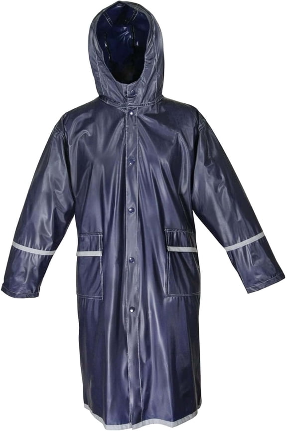 Kids Vinyl Waterproof Raincoat, Hooded Snap Closure Jacket with Reflective Strips, Xs