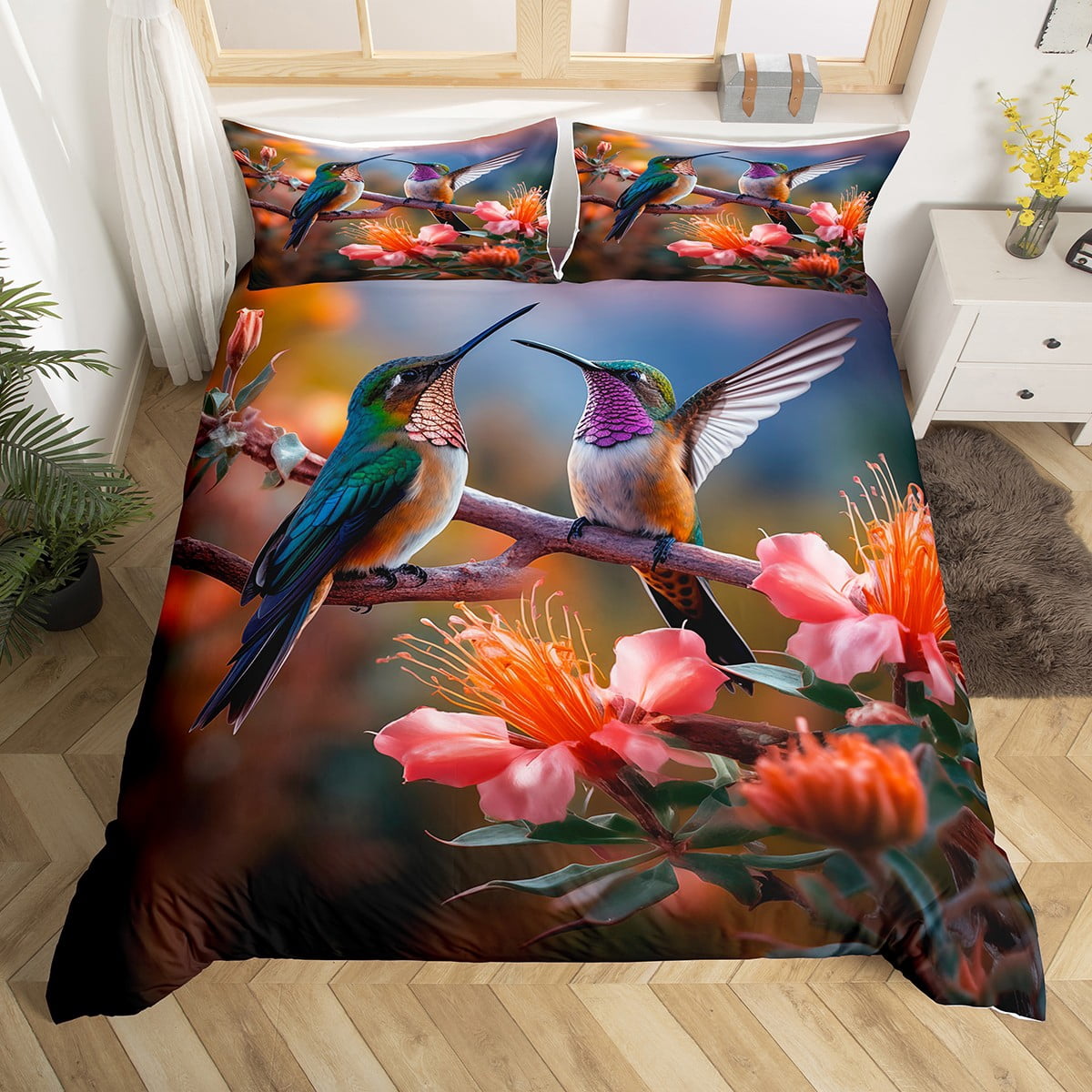 Hundred Flowers And Birds 100% Cotton Washed Quilted Quilt, Double Bed Cover, main image 0