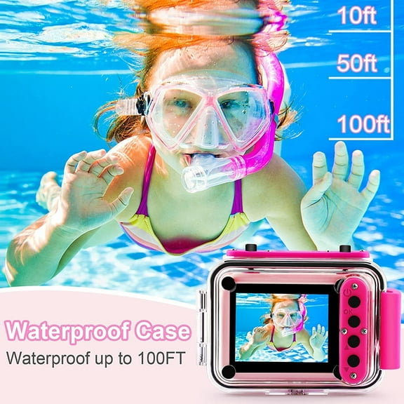 Kids Waterproof Camera 1080P HD Action Camera for Ages 3-12, Shockproof Camera with 180 Rotation