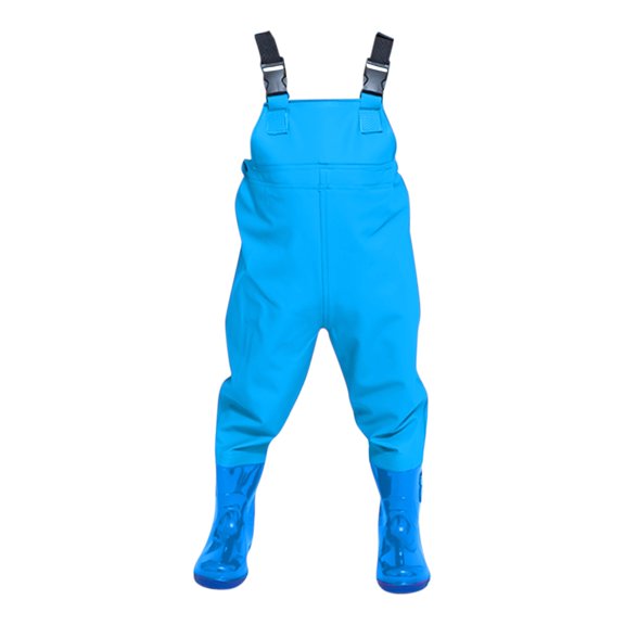 Kids Waterproof Chest Waders Outdoor Mud Play Pants Rain Waders with Boots Blue Size 36 Childrens Waterproof Fishing Overalls for Boys Girls Puddle Jumpers