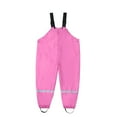 thumbnail image 1 of Kids Waterproof Pants Solid Waterproof Rain Bib Pants Suspender Trousers Waders for Toddler Girls 2-3 Years, 1 of 4