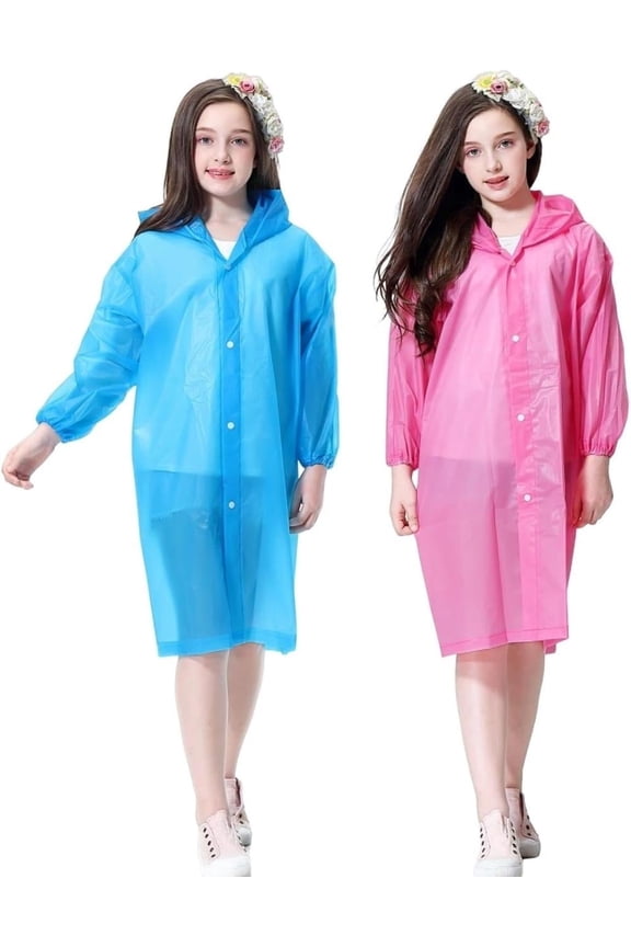 Kids Waterproof Rain Coat, EVA Portable Rain Poncho Reusable Children Raincoat for Outdoor Climbing Cycling Hiking Camping