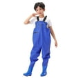 thumbnail image 1 of Kids Waterproof Rain Pant Suspender Chest Waders Youth Fishing Waders For Toddler Children Water Proof Boys Overalls With Boots,24(2-3 Years),Blue, 1 of 5