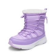 Kids Winter Snow Boots Slip Resistant Faux Fur Lined Windproof Warm Easy On Off for Toddler to Big Kid