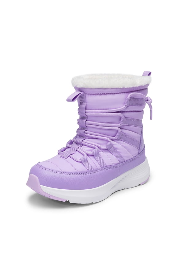Kids Winter Snow Boots Slip Resistant Faux Fur Lined Windproof Warm Easy On Off for Toddler to Big Kid