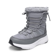 Kids Winter Snow Boots Slip Resistant Faux Fur Lined Windproof Warm Easy On Off for Toddler to Big Kid