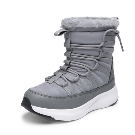 Kids Winter Snow Boots Slip Resistant Faux Fur Lined Windproof Warm Easy On Off for Toddler to Big Kid