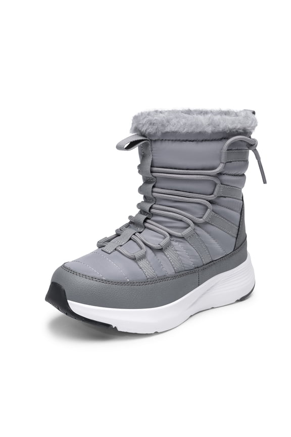 Kids Winter Snow Boots Slip Resistant Faux Fur Lined Windproof Warm Easy On Off for Toddler to Big Kid