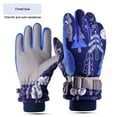 thumbnail image 1 of Kids Waterproof Ski Snowboard Gloves, PRAETER Non-Slip Breathable Thinsulate Lined Winter Cold Weather Gloves for Girl, Boy, Blue Tree, M - 9.1" x 3.7", 1 of 12