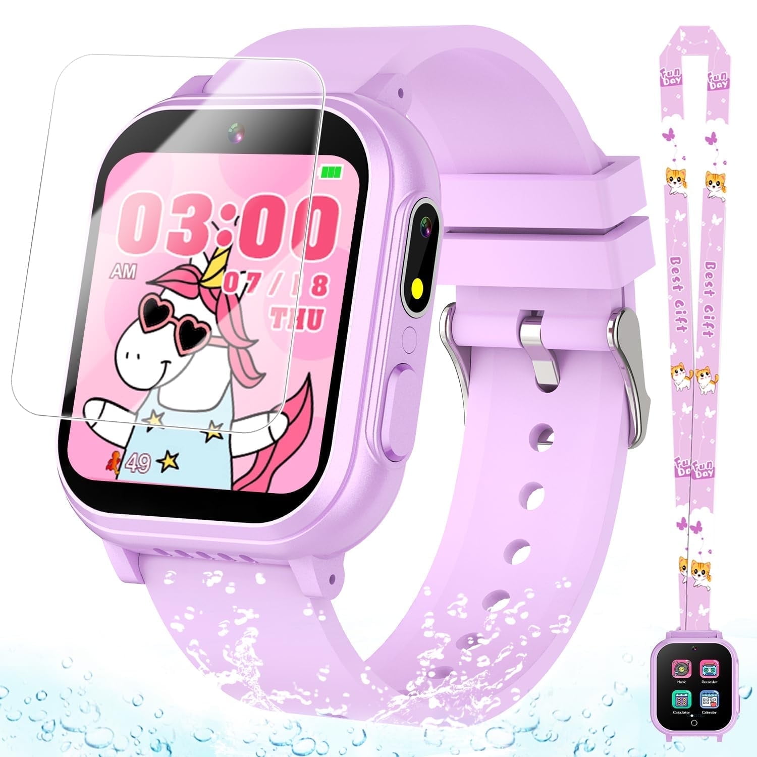 Kids Waterproof Smart Watch Gift for Girls Age 5-12, 32 Games HD Touchscreen Kids Watch with Dual Camera Video Music Player Pedometer Flashlight 12/24 hr Toys Birthday Gifts for Girls Ages 6 7 8 9
