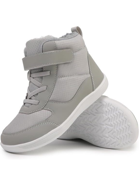 Kids Waterproof Winter Boots Wide Toe Box Zero Drop Sole Non-Slip Plush Lining Ankle Snow Boots for Boys & Girls Toddler Little Kids Big Kids