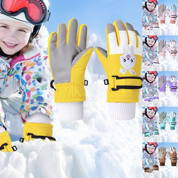 Kids Waterproof Winter Snow Gloves Mittens for Toddlers Windproof Ski Mittens for Boys and Girls Brown