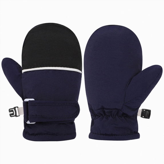 Hessimy Ski Ice Skating Glove for Girls or Boys Warm Lining Gloves Snowboarding Windproof Gloves Winter Outdoors Sports,ice skating gloves(L,Navy)
