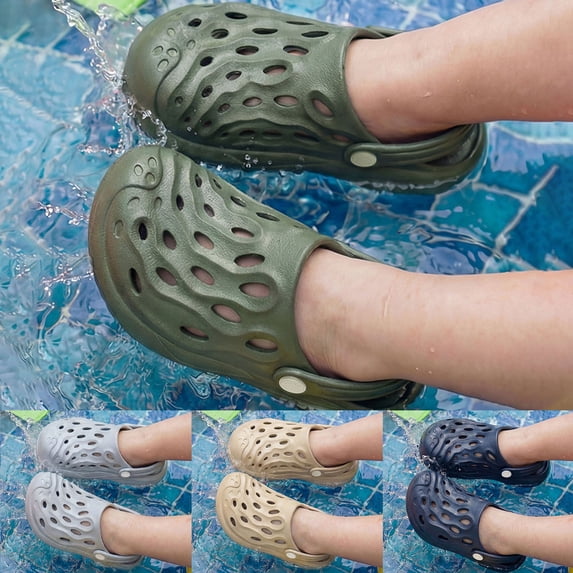 Kids Waves Pattern Clogs, Toddler Boys Girls Water Shoes, Breathable Lightweight EVA Garden Sandals with Adjustable Strap for Beach Pool Shower, Quick-Dry Outdoor Slippers Coffee 14.5-16 Years