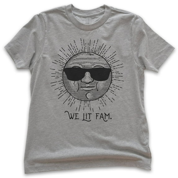 Kids We Lit Fam Shirt, Youth Kids Boy Girl T-Shirt, Sun Shirt, Sunshine Shirt, Family Shirt, Dark Heather Gray, X-Large