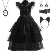 Kids Black Tulle Dress Girls School Dance Party Costume