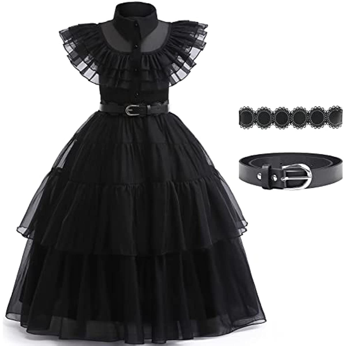 Halloween Wednesday Addams Costume For Kids Girl Fancy Carnival Party  Princess Black Dresses Cosplay Children Clothing 3-8Y