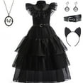thumbnail image 1 of Kids Wednesday Addams Black Tulle Dress Girls School Dance Party Costume, 1 of 7