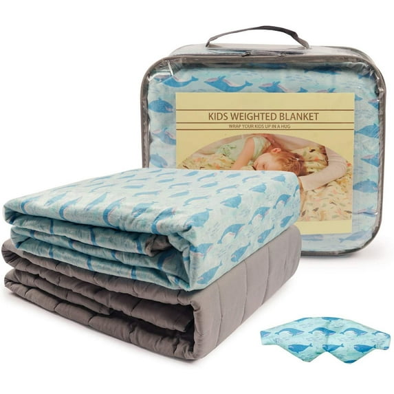Kids Weight Blanket W/Removable Washable Duvet Cover + Eye Mask 7 lbs 41x60"